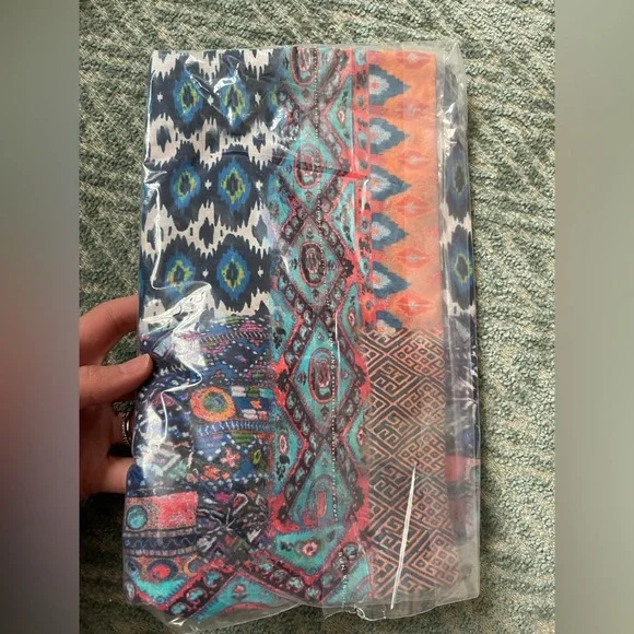 Tolani Collection Petite Printed Woven Caftan Tunic Navy Ikat PL A347419 QVC - Picture 7 of 10